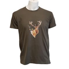 TEE SHIRT GRAND CERF KAKI