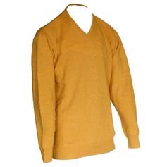 PULL WOOL COL V MOUTARDE