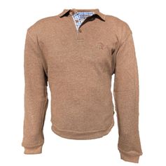 SWEAT COL BOUTONNE MARRON