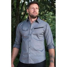 CHEMISE STRETCH GEOMETRE GRIS