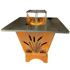 PETIT BRASERO COMPLET CORTEN MOTIF ROSEAUX