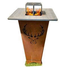BRASERO COMPLET HAUT CORTEN MOTIF TETE DE CERF