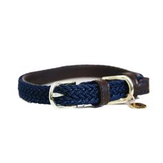 COLLIER CHIEN NYLON TRESSE MARINE