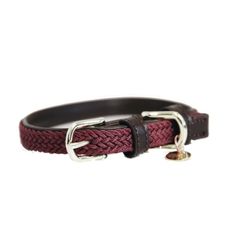 COLLIER CHIEN NYLON TRESSE BORDEAUX