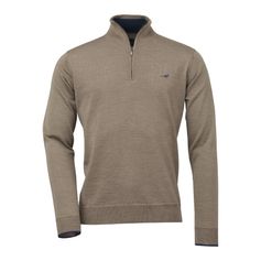 PULL COL ZIPPE NORFOLK SAND