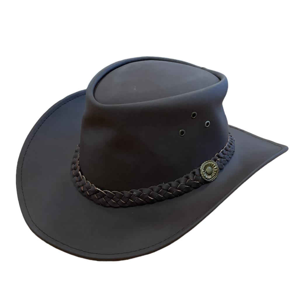 CHAPEAU EN CUIR MARRON
