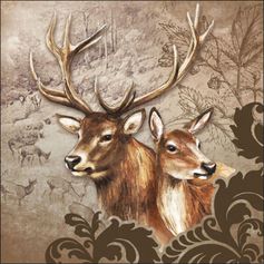 SERVIETTE COUPLE CERF BICHE