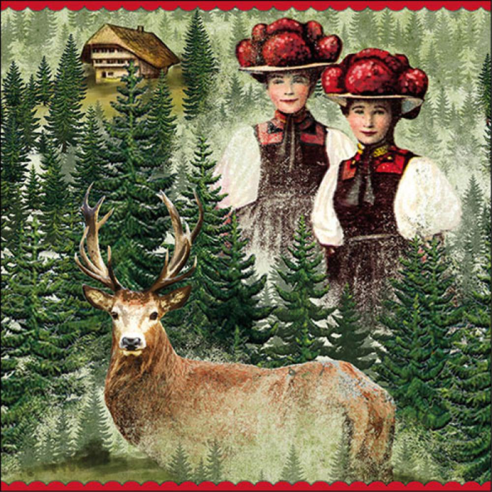 SERVIETTE CERF EN MONTAGNE