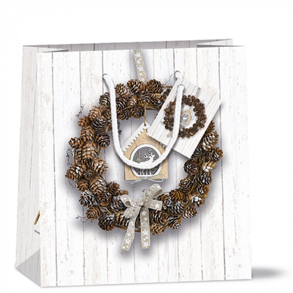 SAC CADEAU COURONNE POMMES DE PIN