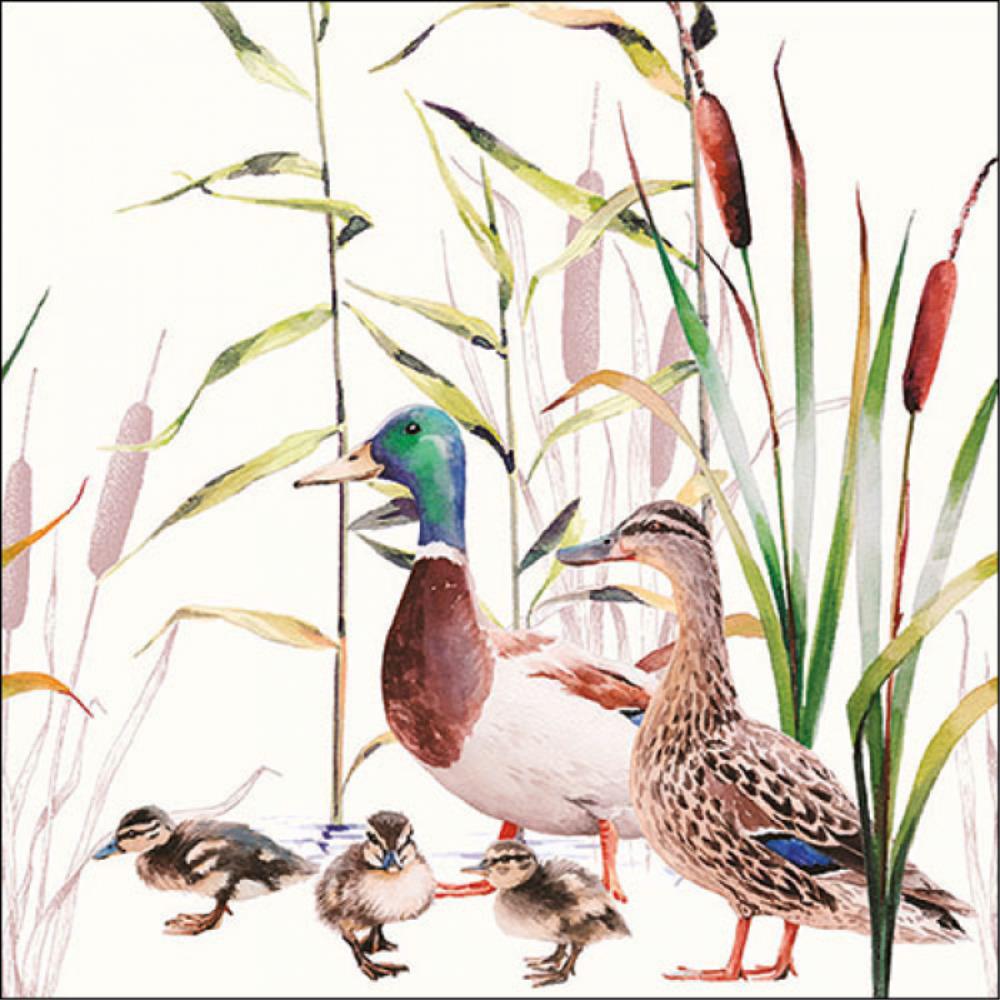 SERVIETTE COUPLE DE CANARDS