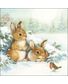 SERVIETTE LAPINS DANS LA NEIGE