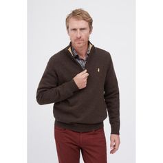 PULL ZIPPE LAMBSWOOL MARRON EBENE