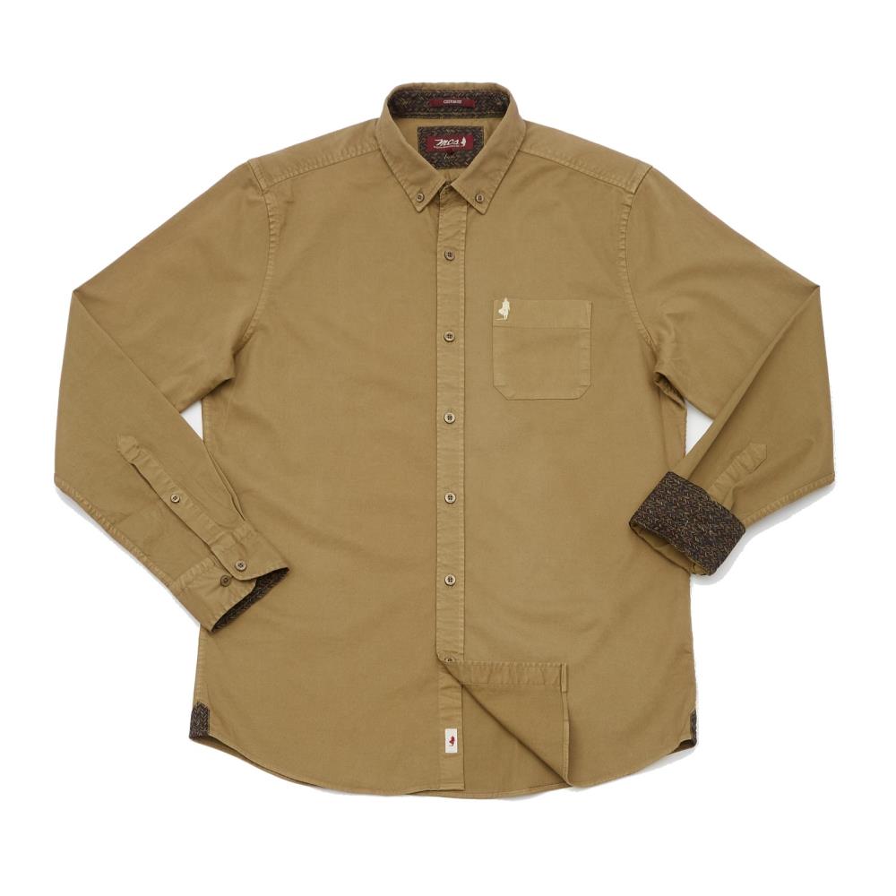 CHEMISE UNIE BEIGE FONCE