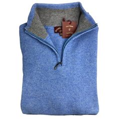 PULL COL ZIPPE BLEU CIEL