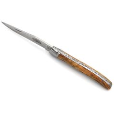 COUTEAU LAGUIOLE EN OLIVIER GRAVURE CERF