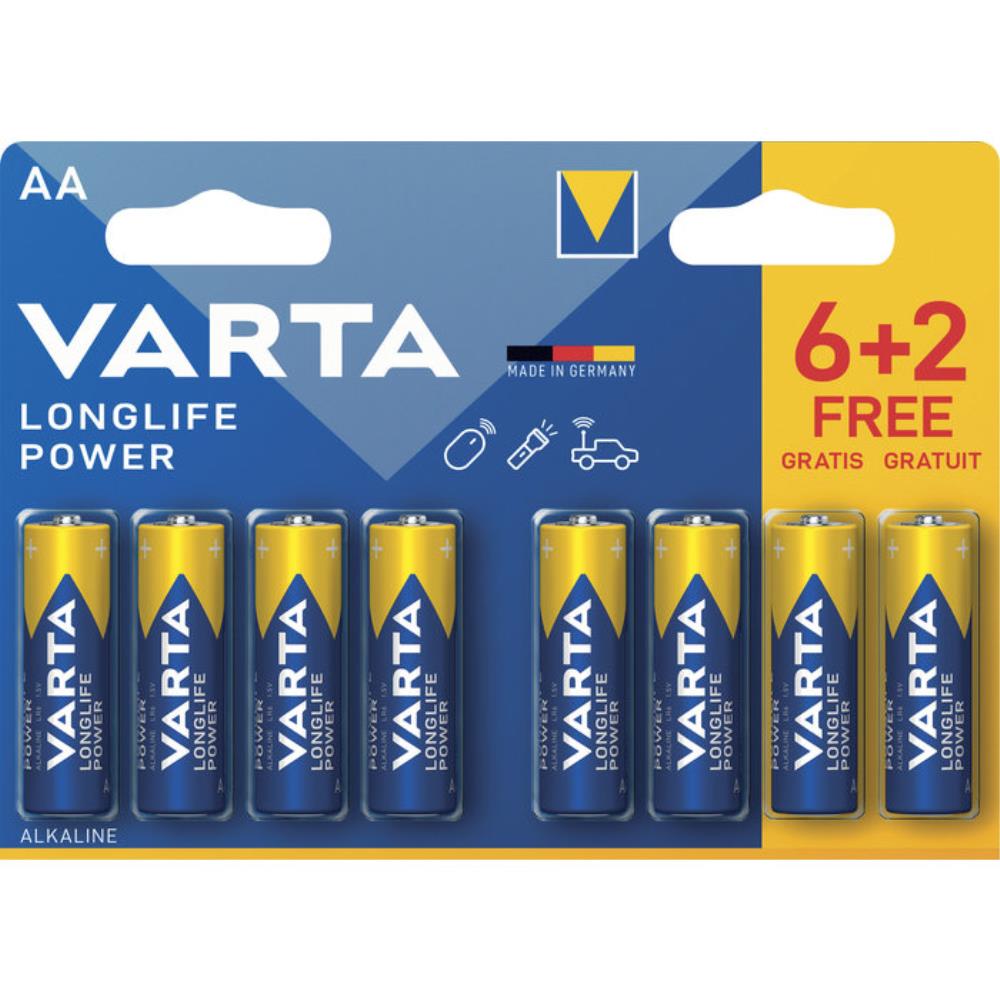 PILE AA/LR06 LONGLIFE POWER 6+2GRATUIT