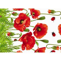 TOILE CIREE COQUELICOTS 1.40M AU METRE