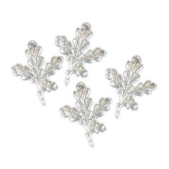 FEUILLES DE CHENE ARGENT PAR 4