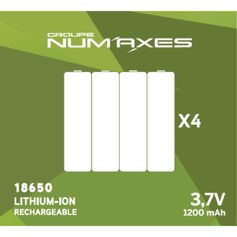 BOITE DE 4 BATTERIES RECHARGEABLES 18650 LI-ION 3.7V 1200 MAH