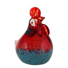 SULFURE POULE ORANGE/BLEUE 11X8X12CM