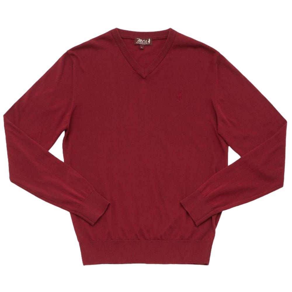 PULL COL V CACHEMIRE ROUGE BORDEAUX