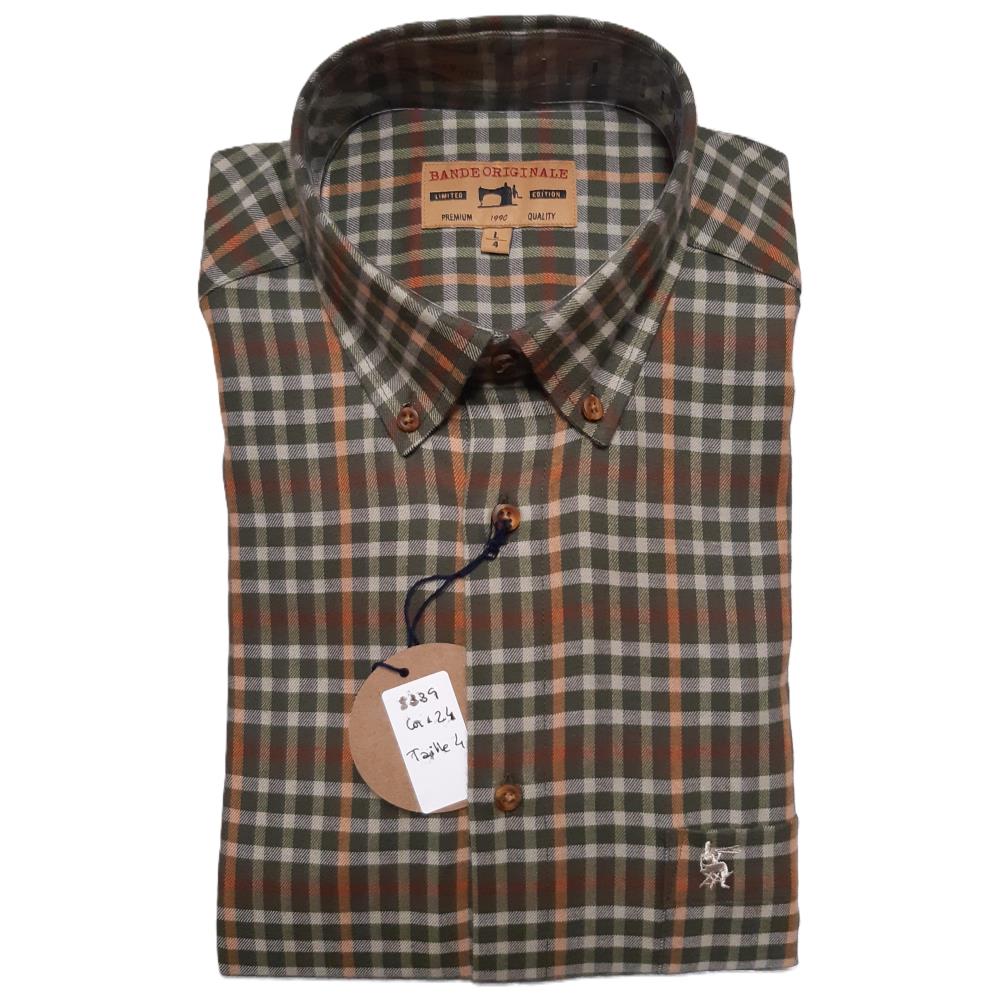 CHEMISE FLANNELLE KAKI ORANGE