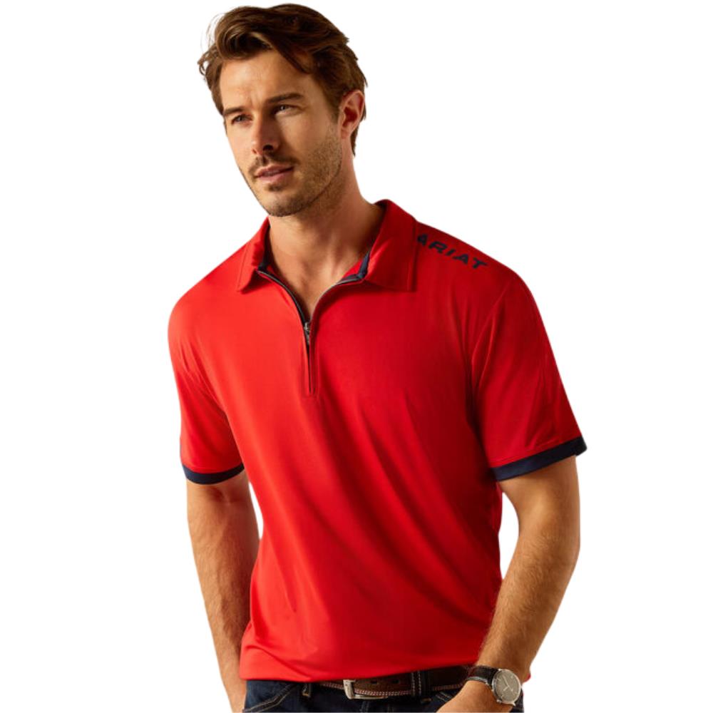 POLO BANDERA 1/4 ZIP HOMME ROUGE