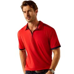 POLO BANDERA 1/4 ZIP HOMME ROUGE