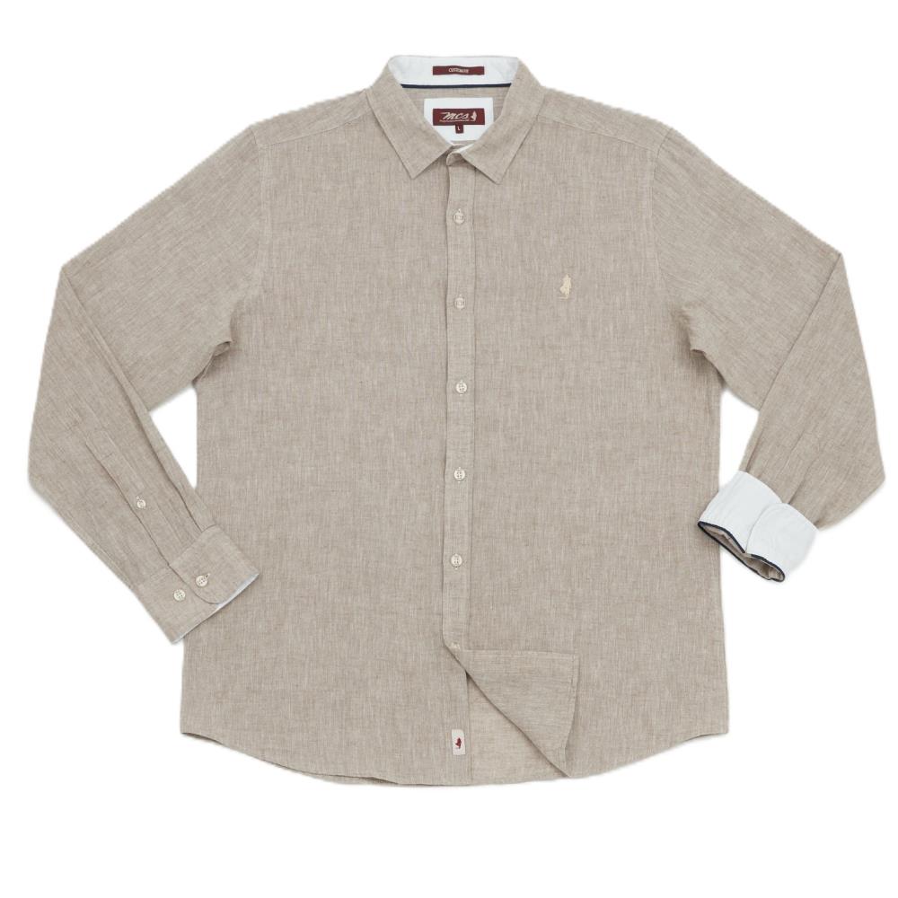 CHEMISE LIN COTON TAUPE