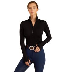 HAUT CHEVIOT 1/4 ZIP FEMME NOIR