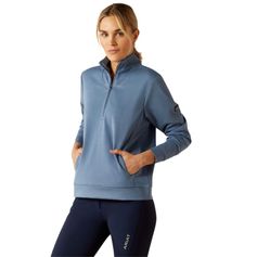 PULL MONTADALE 1/2 ZIP FEMME BLEU