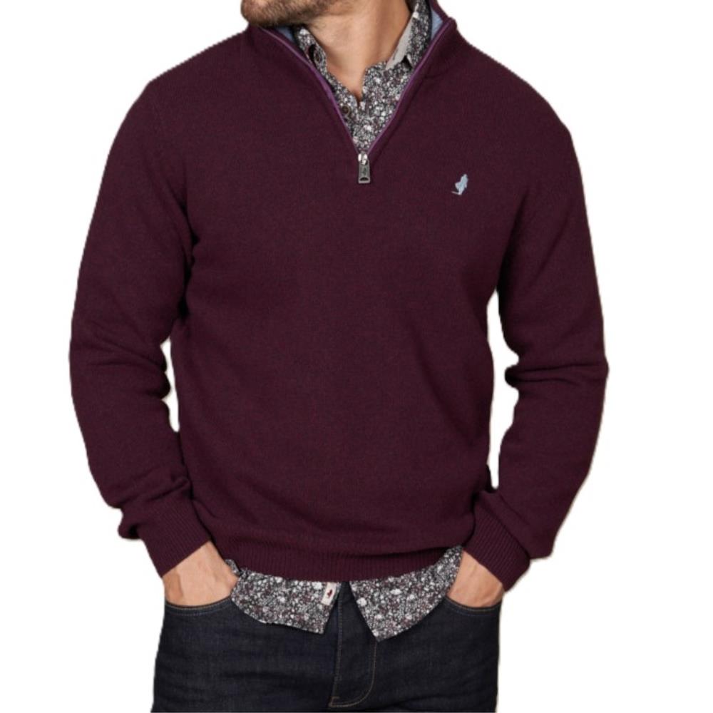 PULL ZIPPE LAMBSWOOL BORDEAUX