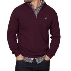 PULL ZIPPE LAMBSWOOL BORDEAUX