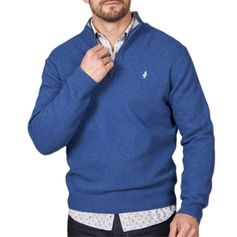 PULL ZIPPE LAMBSWOOL BLEU FONCE
