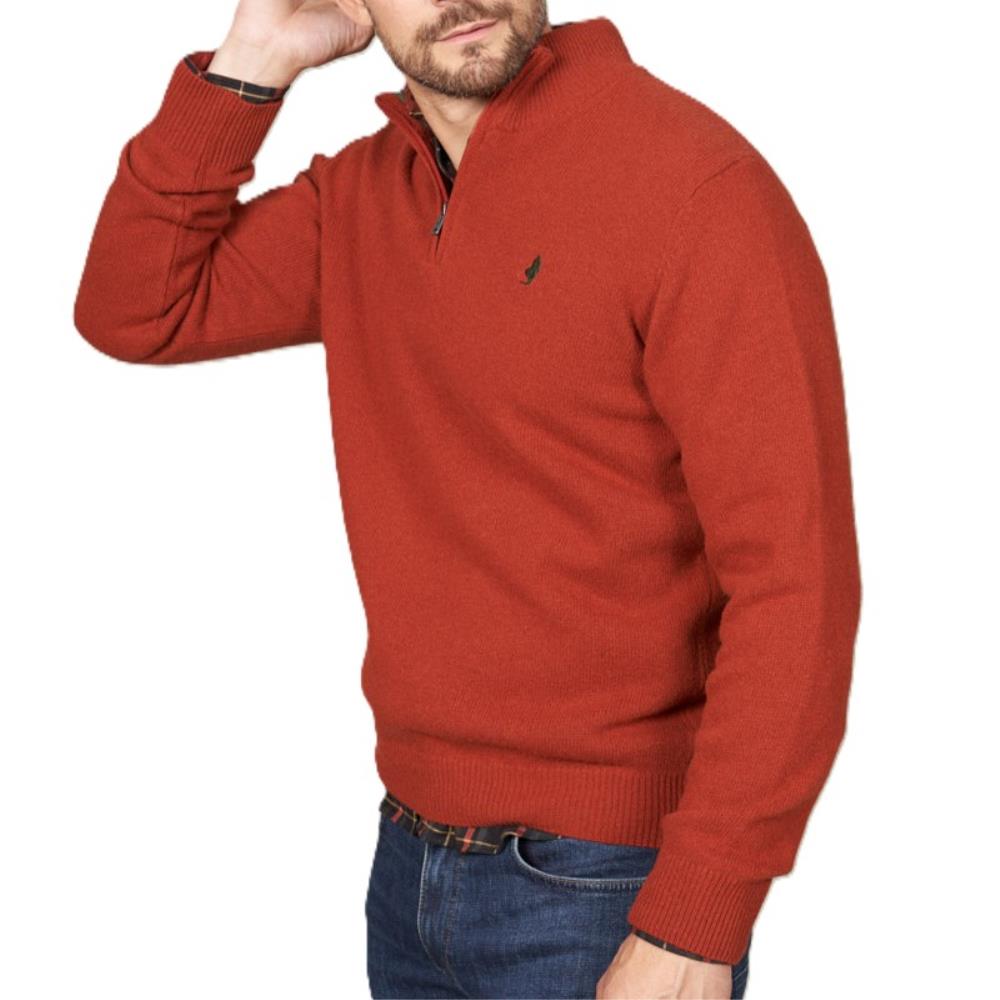 PULL ZIPPE LAMBSWOOL BRIQUE