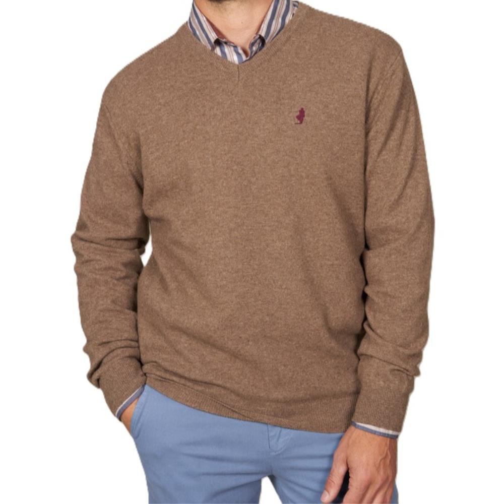 PULL COL V LAMBSWOOL BEIGE