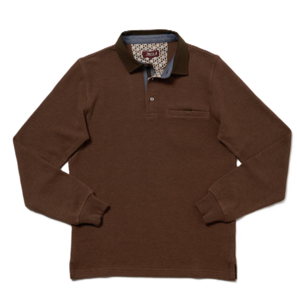 POLO MANCHES LONGUES BLEU ECORCE