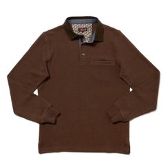 POLO MANCHES LONGUES BLEU ECORCE