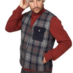 GILET TARTAN BLEU GRIS