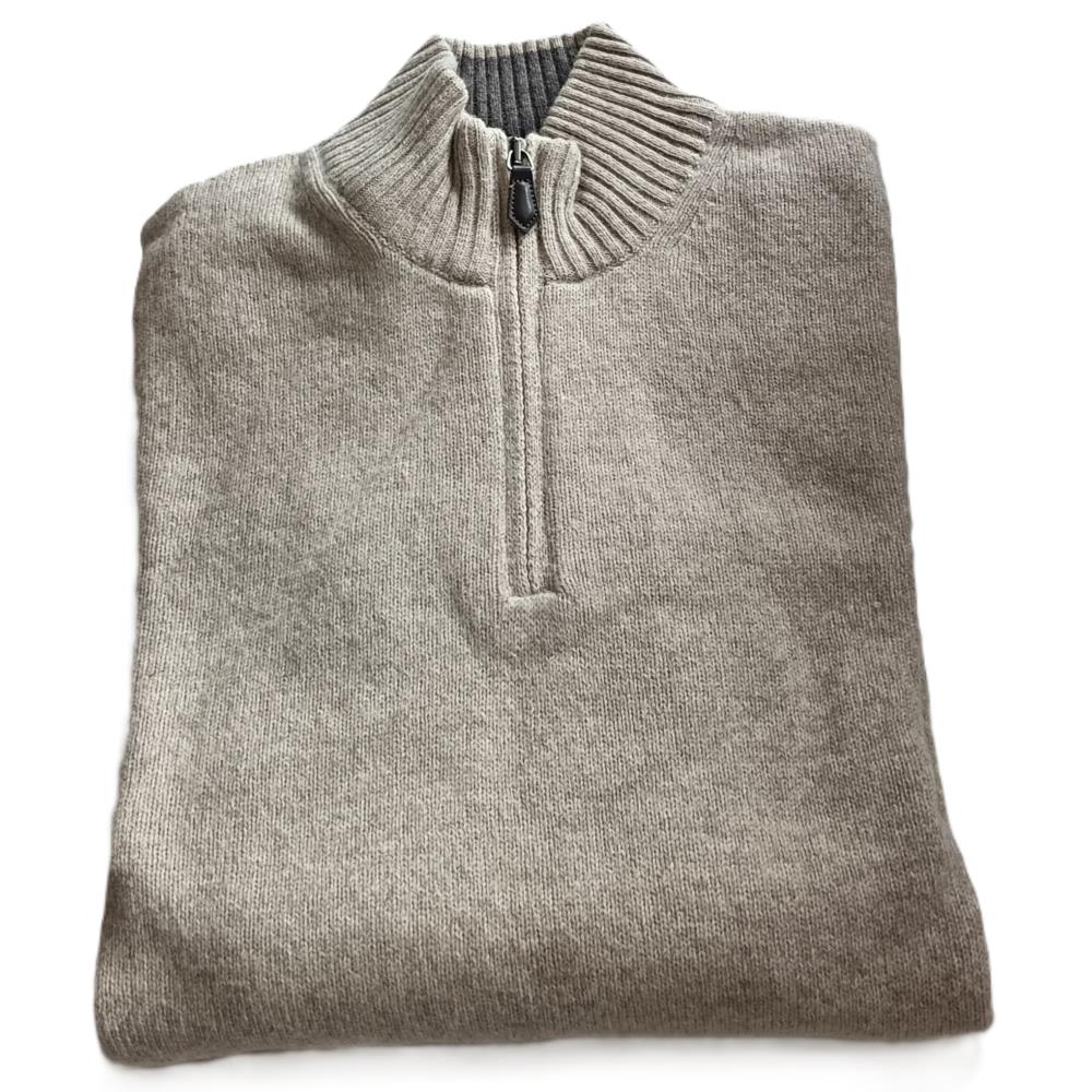 PULL COL ZIPPE ECRU CHINE