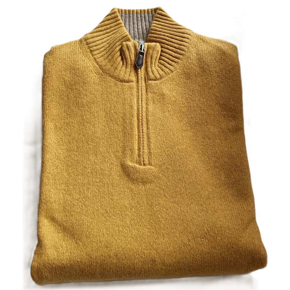 PULL COL ZIPPE MOUTARDE CHINE