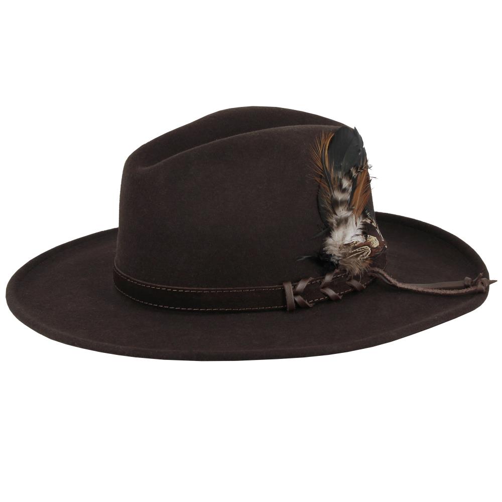 CHAPEAU FEUTRE PLUME MARRON