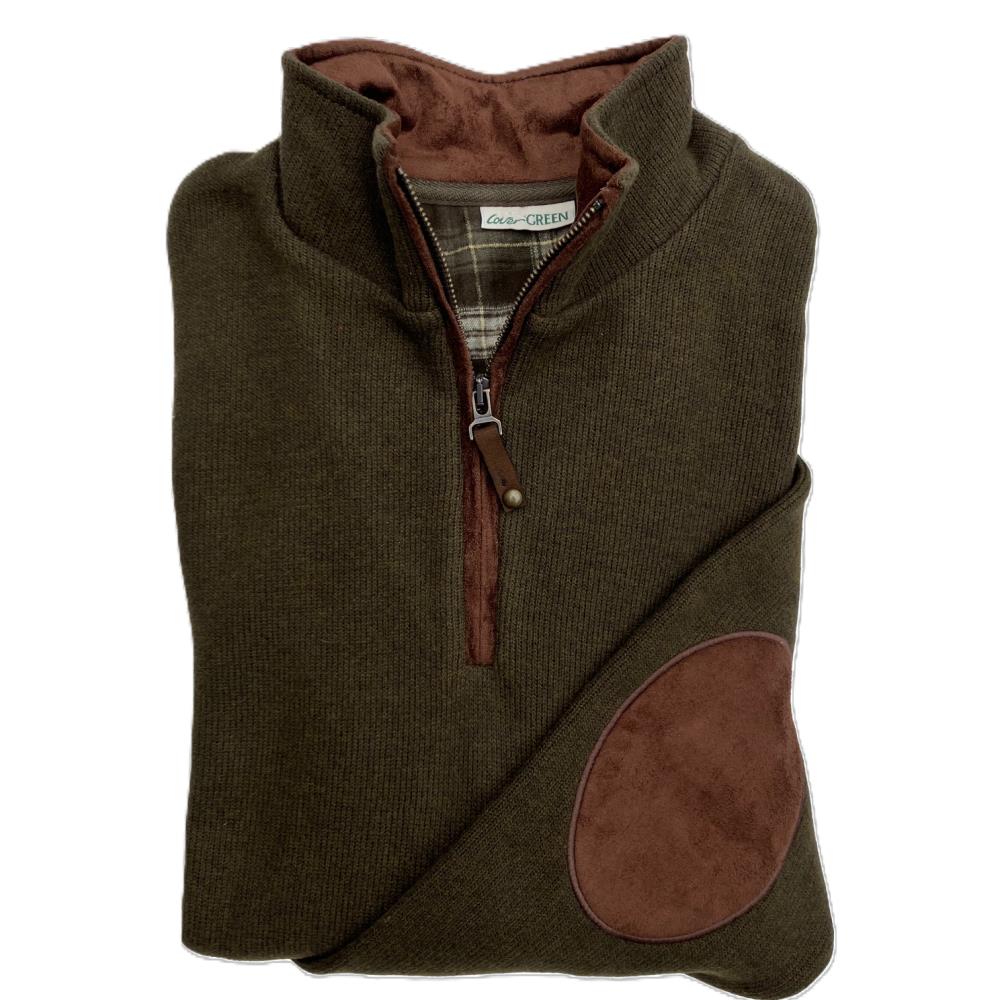 SWEAT COL ZIP COUDIERE KAKI FONCE