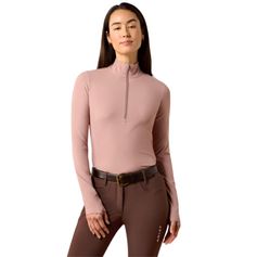 T-SHIRT FEMME SOLVEIL 1/2 ZIP ROSE