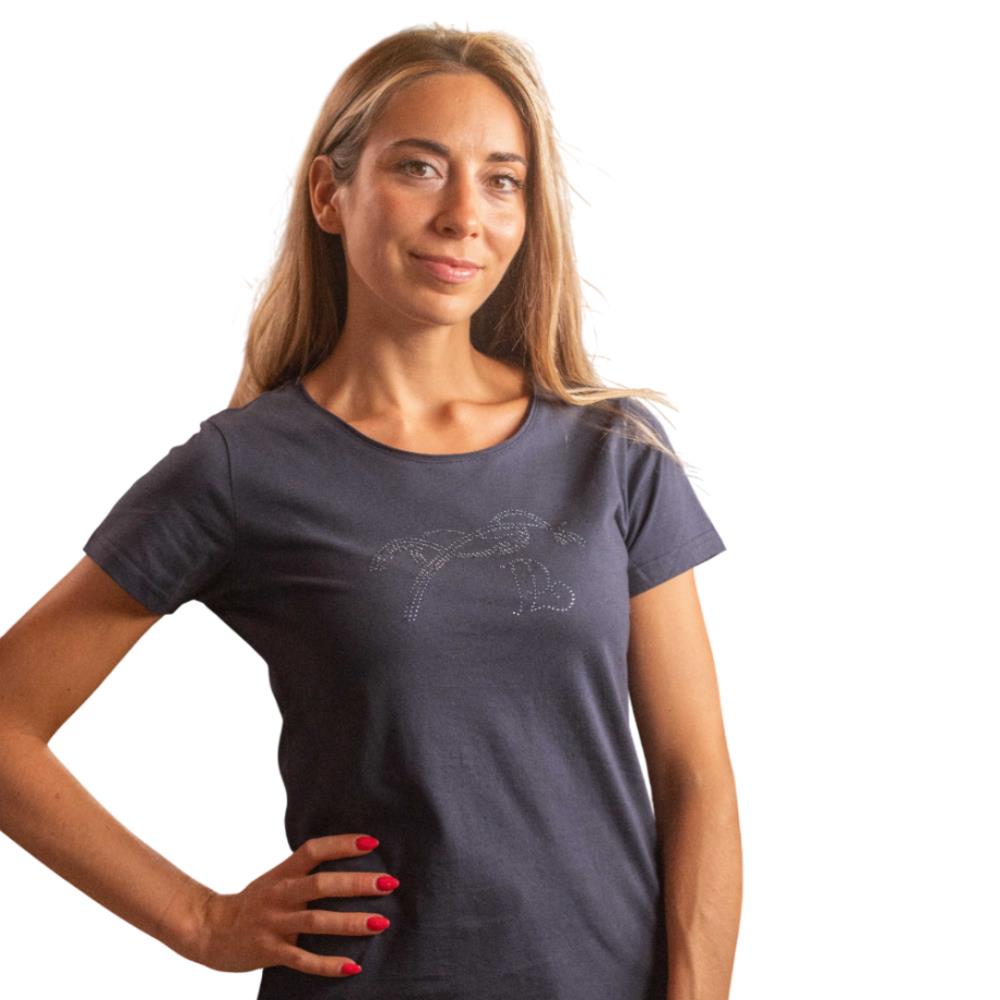 T-SHIRT FEMME ICONIC STRASS MARINE