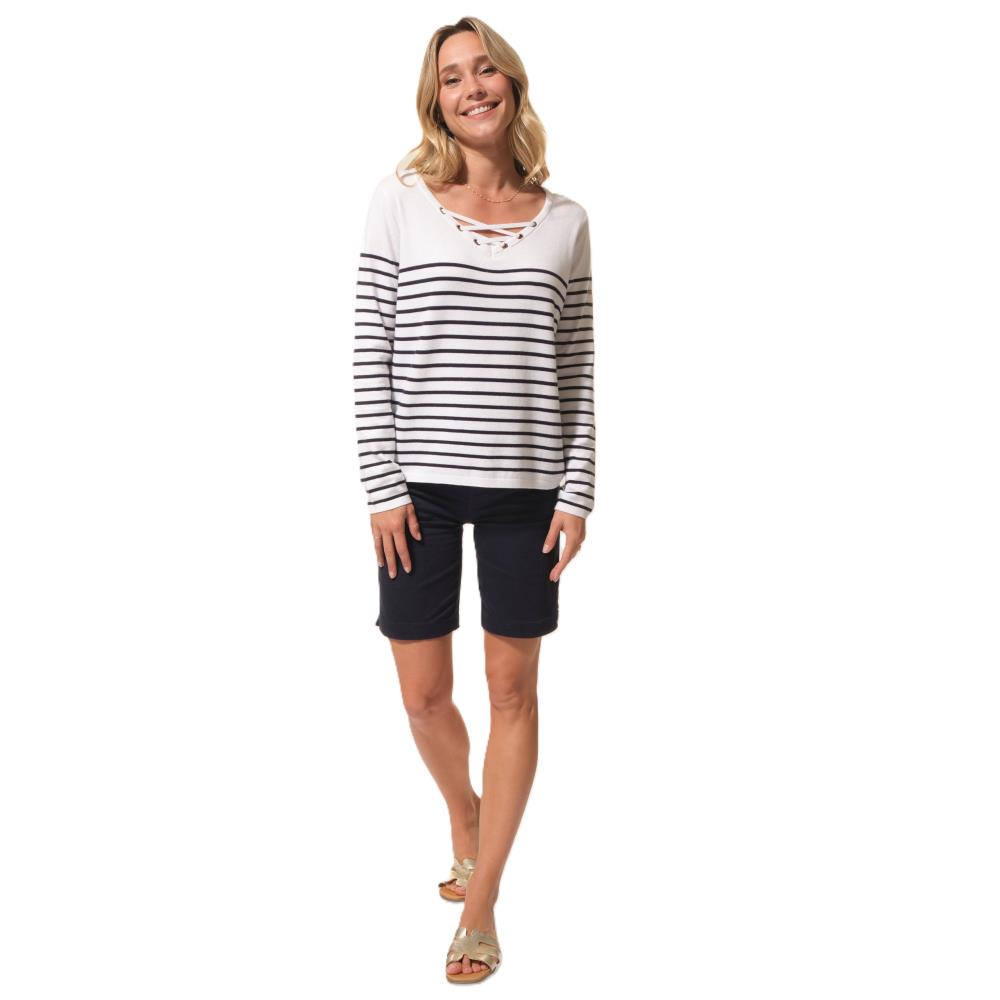 PULL FEMME BLANCHE BLANC MARINE