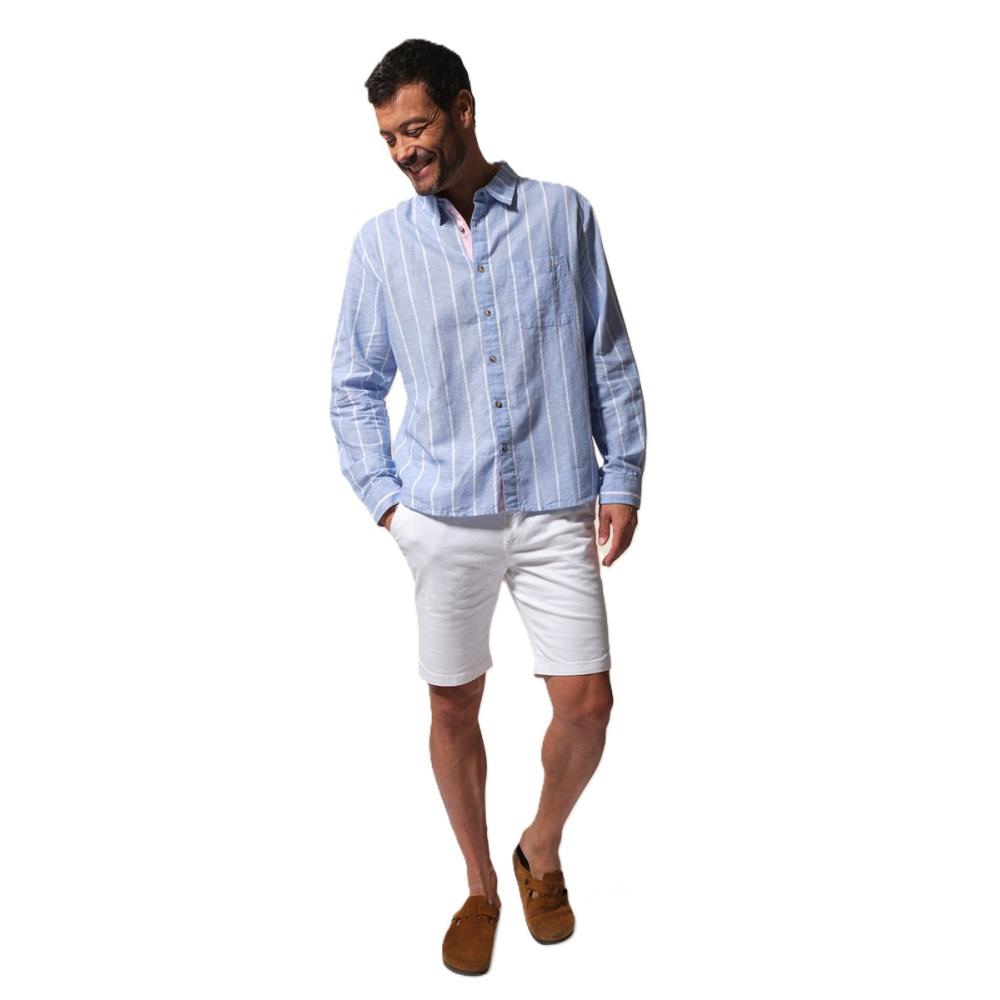 CHEMISE HERME RAYEE BLEU BLANC