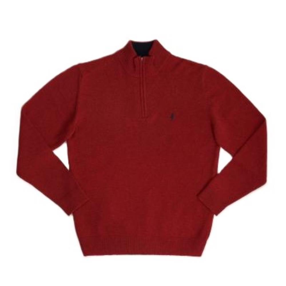 PULL ZIPPE LAMBSWOOL ROUGE BRULE