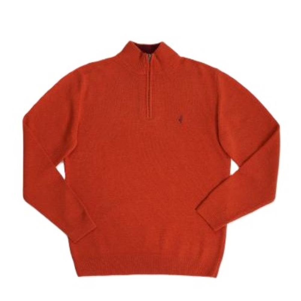 PULL ZIPPE LAMBSWOOL ROUGE ORANGE