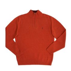 PULL ZIPPE LAMBSWOOL ROUGE ORANGE